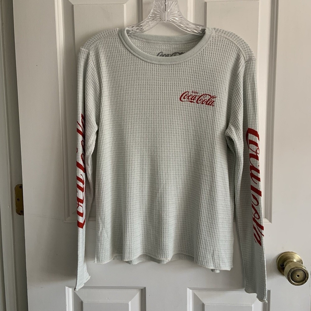 Coca Cola Logo Waffle Knit Thermal by Chaser women sz S Nostalgia Memorabilia - Picture 2 of 14
